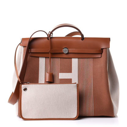 Hermes Vache Hunter Toile H Vibration Herbag Zip 39 MM Fauve Ecru Beige 1 of 10