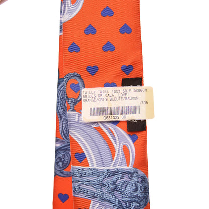 Hermes Silk Brides de Gala Love Twilly Orange Gris Bleuete Saumon 5 of 5