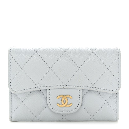 Chanel Caviar Quilted Flap Card Holder Wallet Light Blue 1 of 9
