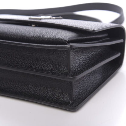 Saint Laurent Grained Calfskin Medium Monogram Sunset Satchel Black 9 of 9