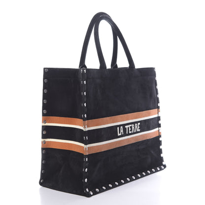 Christian Dior Suede Large La Terre Earth Book Tote Black 3 of 11