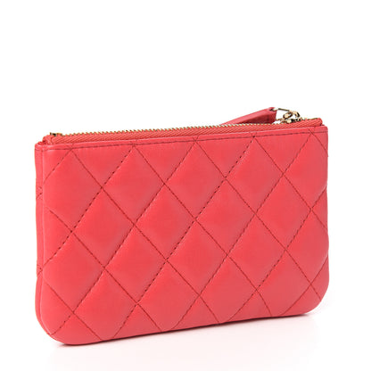 Chanel Lambskin Quilted Small Cosmetic Case Dark Pink 2 of 7