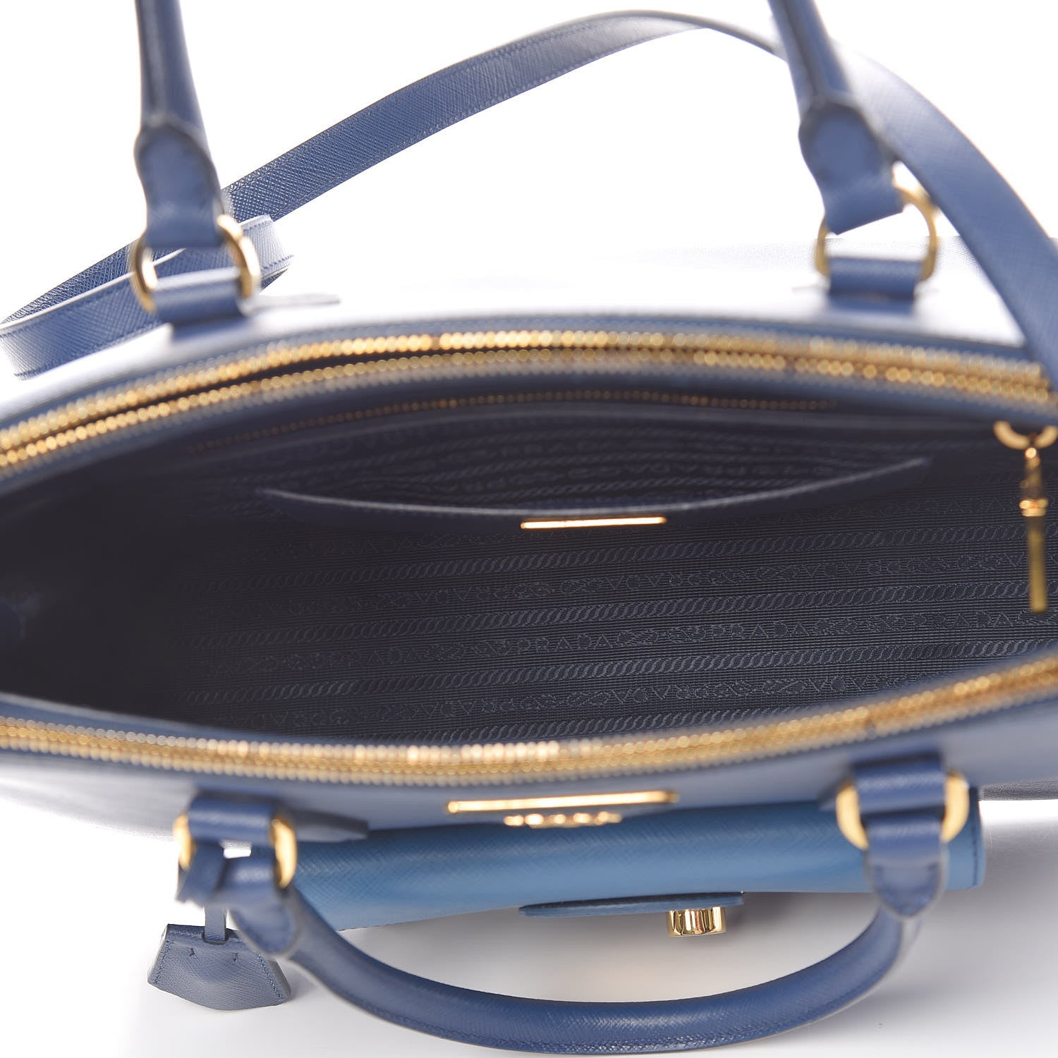 Prada Saffiano Lux Galleria Front Pocket Tote Bluette Cobalto 6 of 13