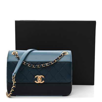 Chanel Lambskin Calfskin Quilted Shoulder Flap Bag Dark Blue Light Blue 11 of 11