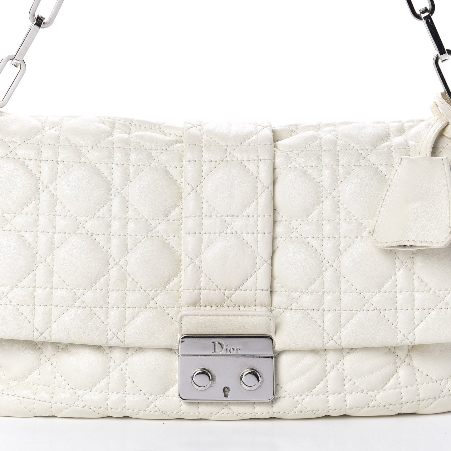 Lambskin Cannage Medium New Lock Flap White