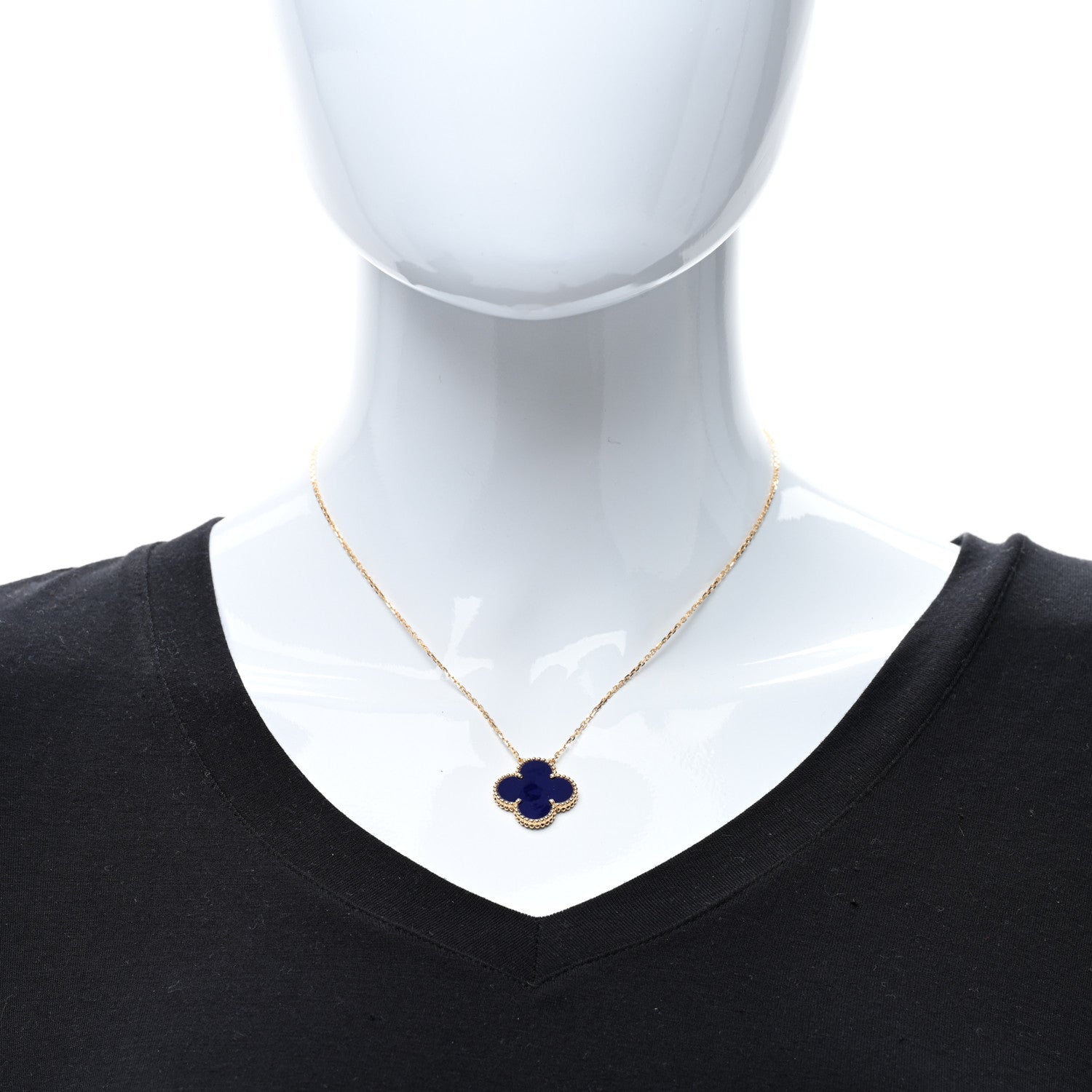 Van Cleef & Arpels 18K Yellow Gold Blue Sevres Porcelain Magic Alhambra Vendome Necklace 3 of 5