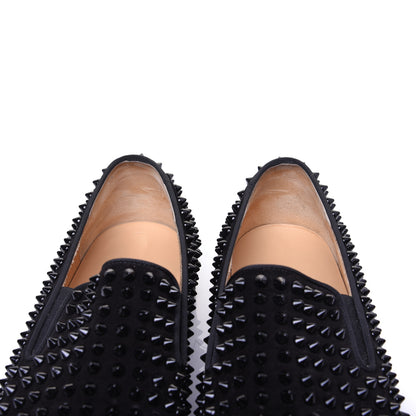 Christian Louboutin Velvet Spikes Mens Roller Boat Flats 44 Black 10 of 11