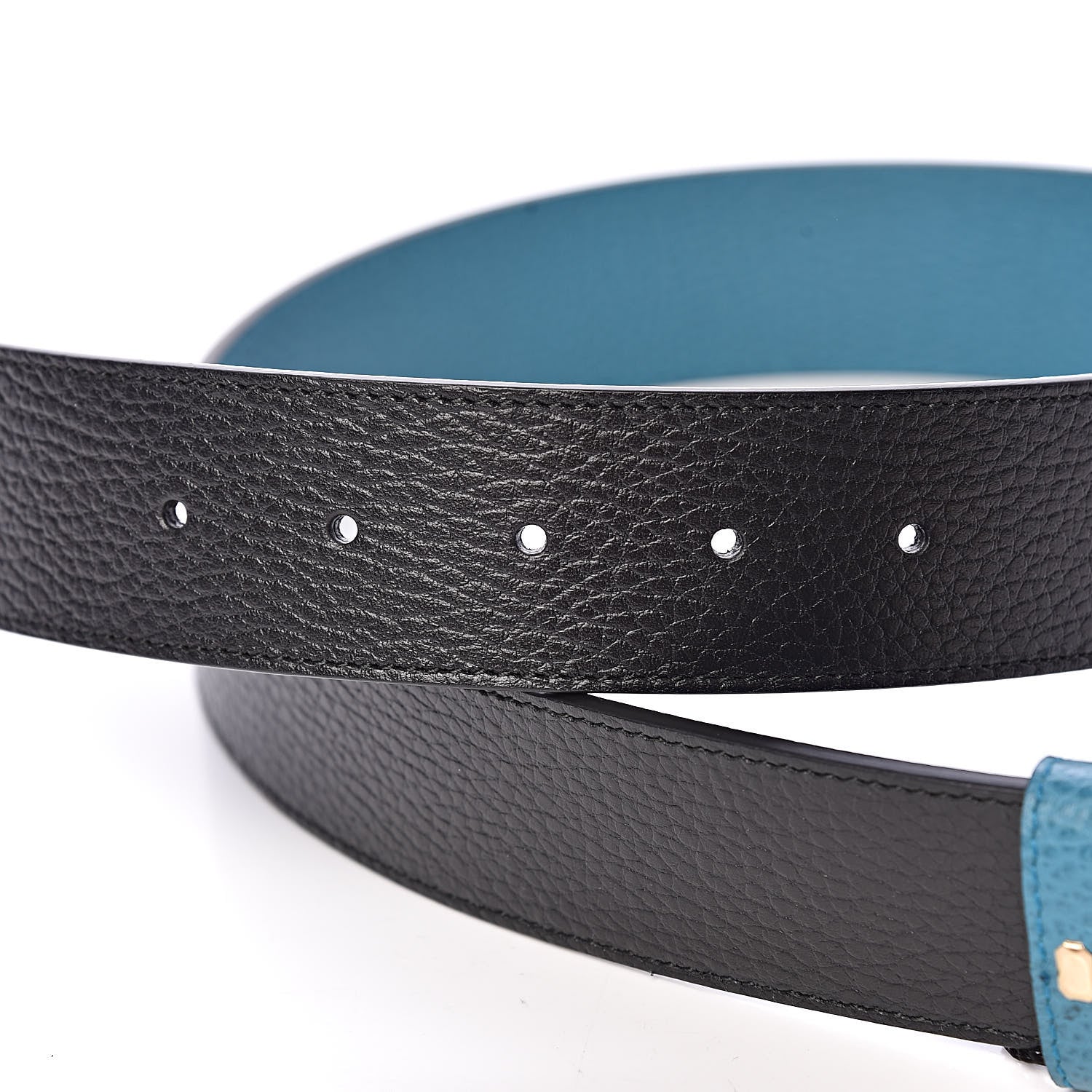 Gucci Dollar Calfskin 1973 Reversible Belt 80 32 Black Deep Cobalt 4 of 6