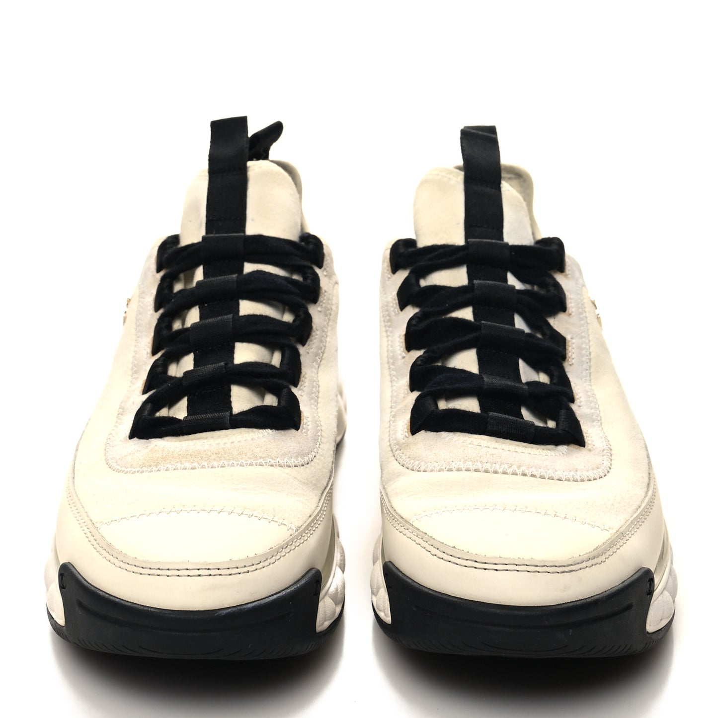 Velvet Calfskin Mixed Fibers CC Sneakers 40 Ivory Black
