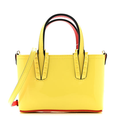 Christian Louboutin Patent Calfskin Spikes Mini East West Cabata Tote Yellow 1 of 10