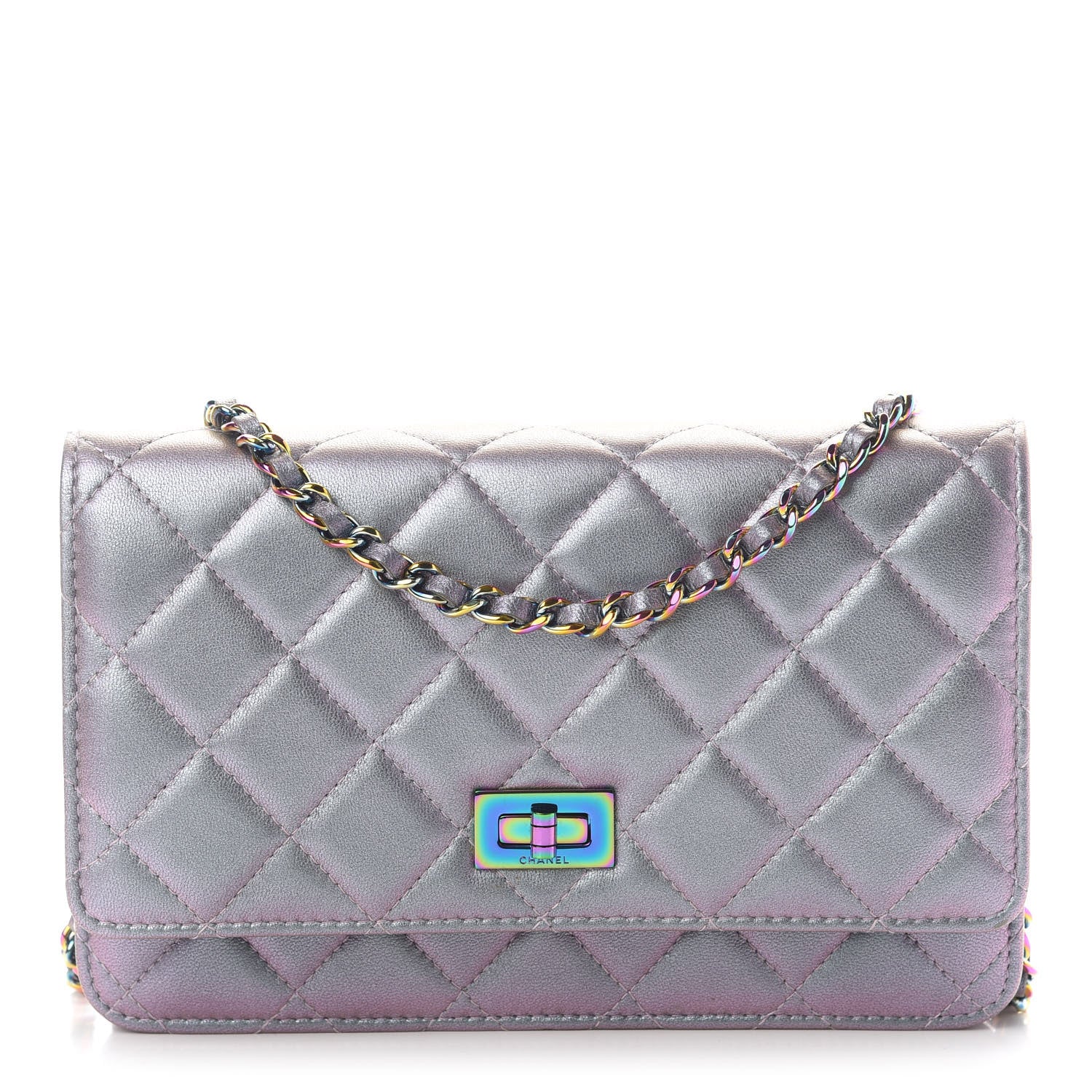 Chanel Iridescent Lambskin Quilted Reissue Wallet On Chain WOC Light Purple 1 of 10