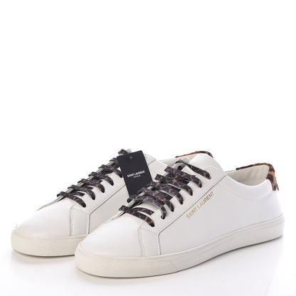Saint Laurent Calfskin Leopard Print Andy Low Top Sneakers 40.5 White 3 of 9