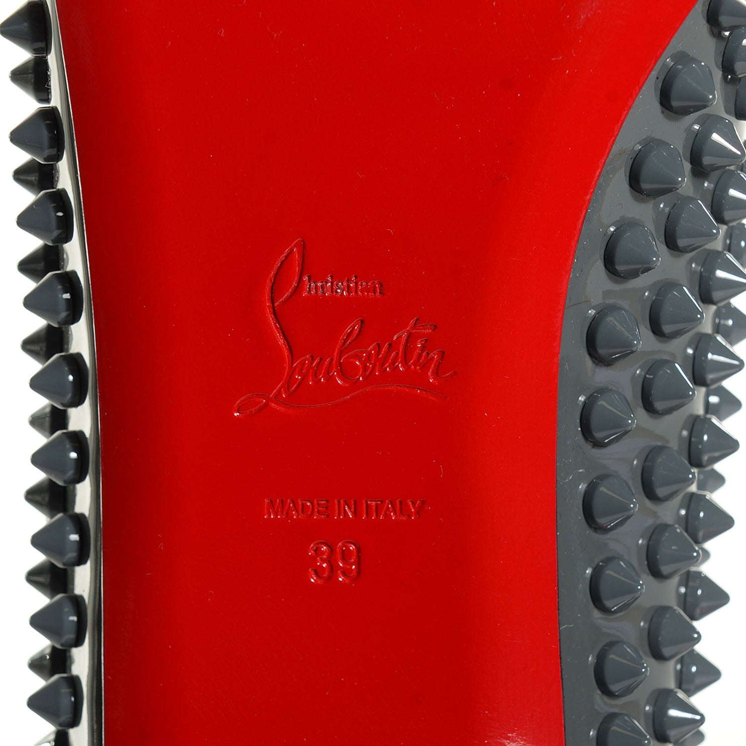 Christian Louboutin Patent Pigalle Spikes Flats 39 Grey 6 of 7