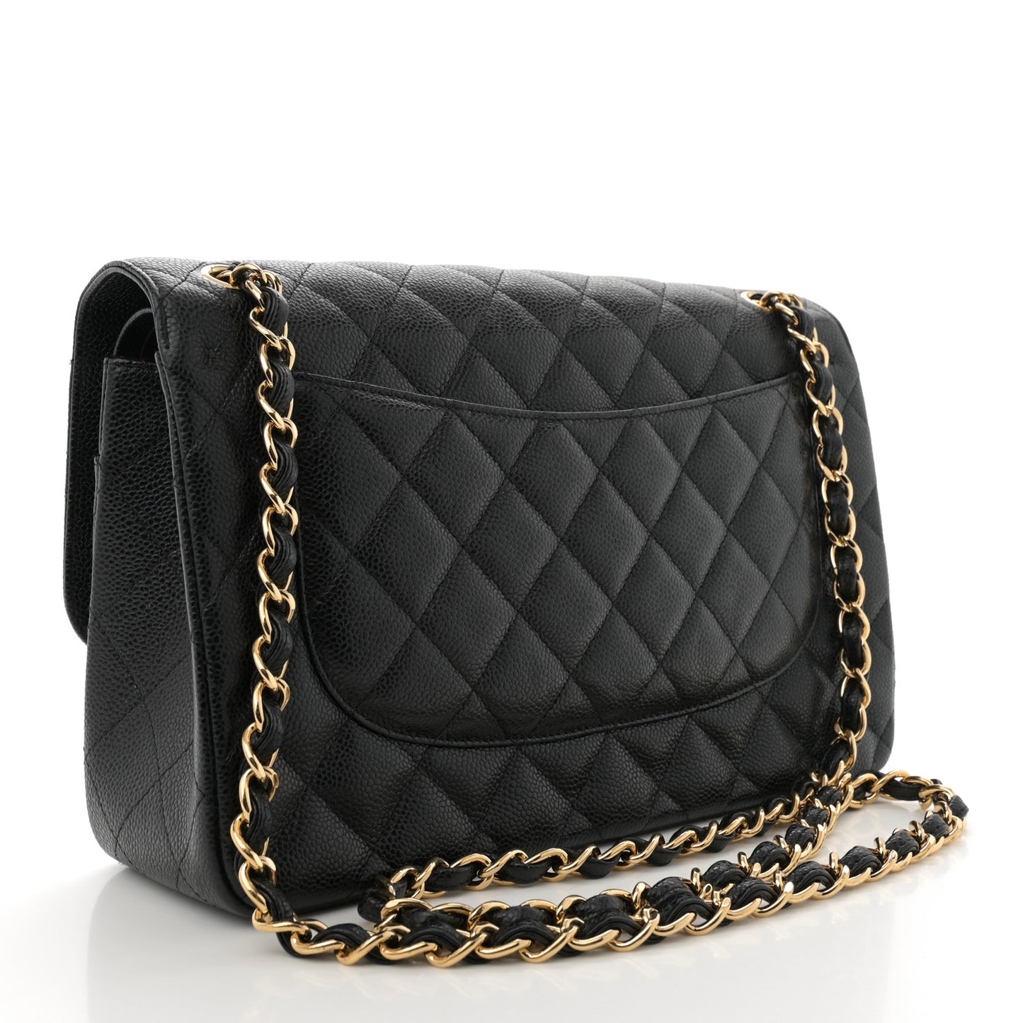 Caviar Quilted Jumbo Double Flap Black