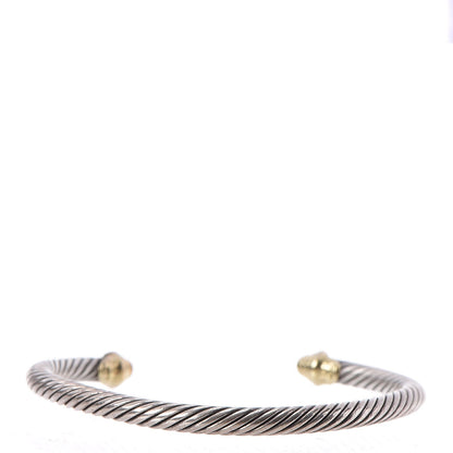 David Yurman Sterling Silver 18K Yellow Gold Diamond Kids Cable Classics Bracelet 3 of 6