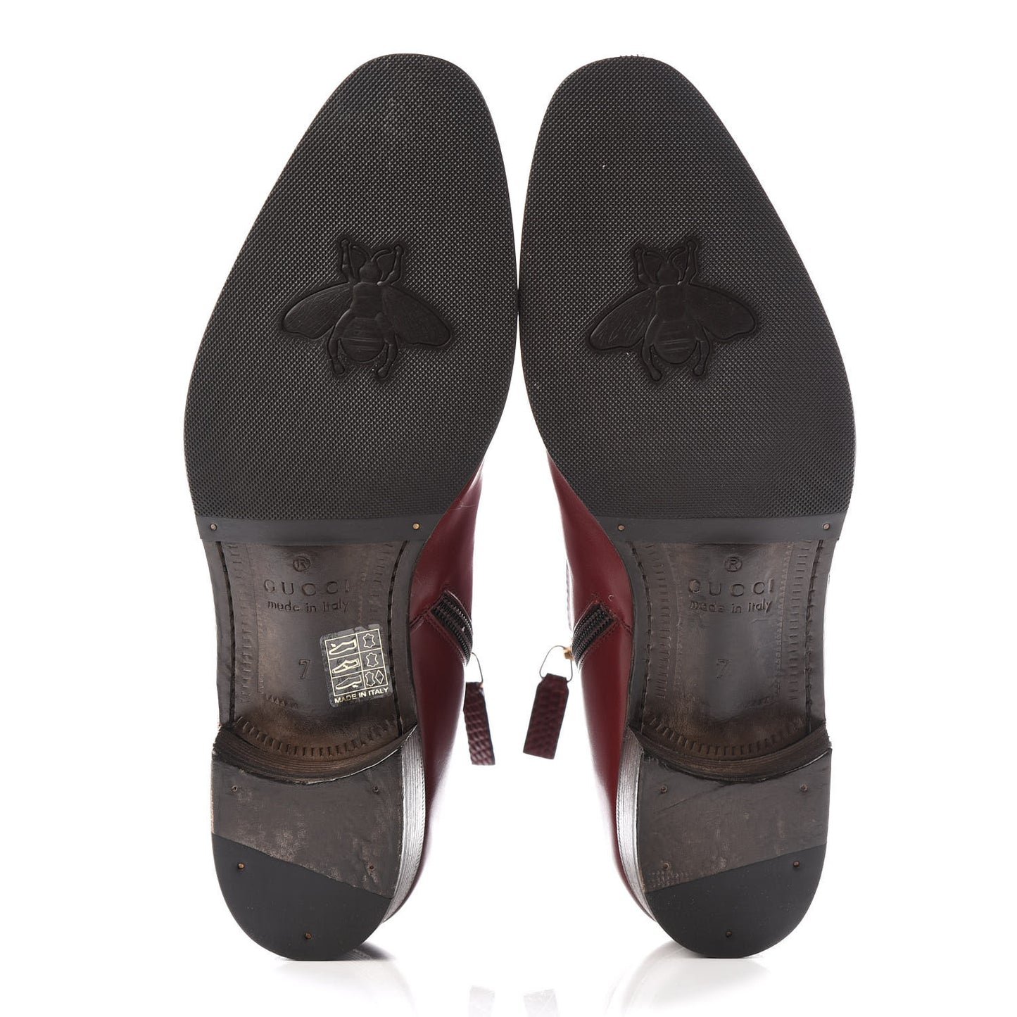 Calfskin Malaga Kid Lizard Web Dragon Embroidered Ankle Boots 7 Bordeaux