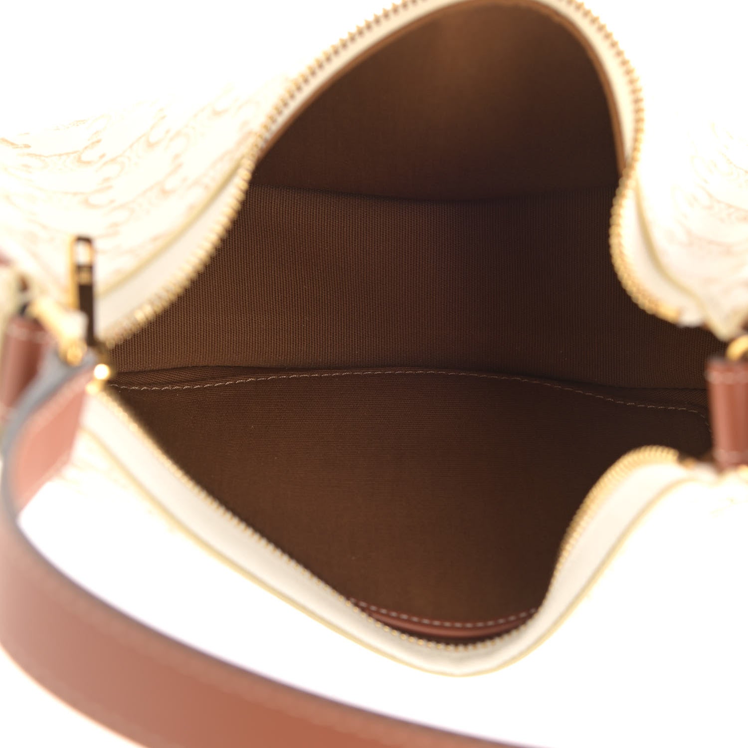 Celine Canvas Calfskin Ava Triomphe Shoulder Bag White 5 of 11