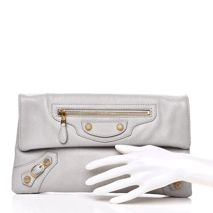 Balenciaga Agneau Giant 12 Gold Hardware Envelope Clutch Gris Ciment 2 of 11