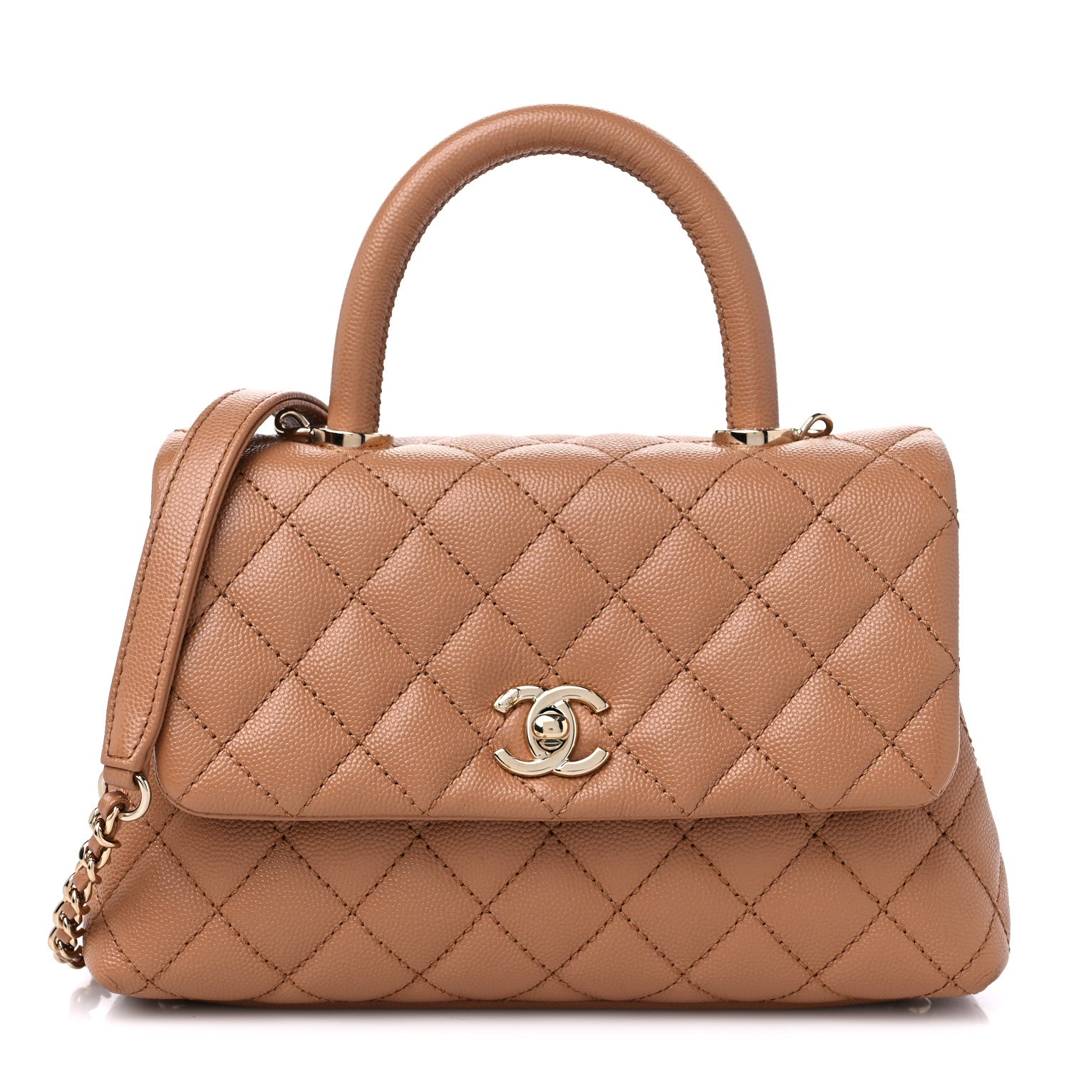 Chanel Caviar Quilted Mini Coco Handle Flap Beige 1 of 9