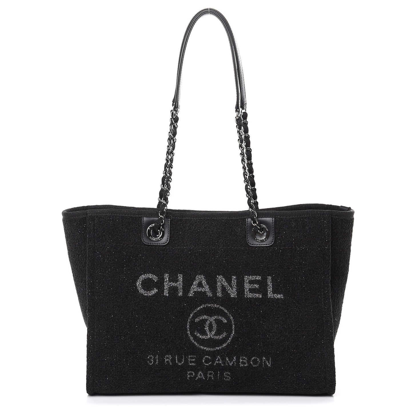 Lurex Boucle Small Deauville Tote Black