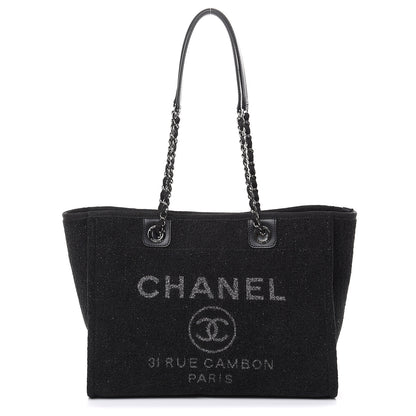 Chanel Lurex Boucle Small Deauville Tote Black 1 of 11