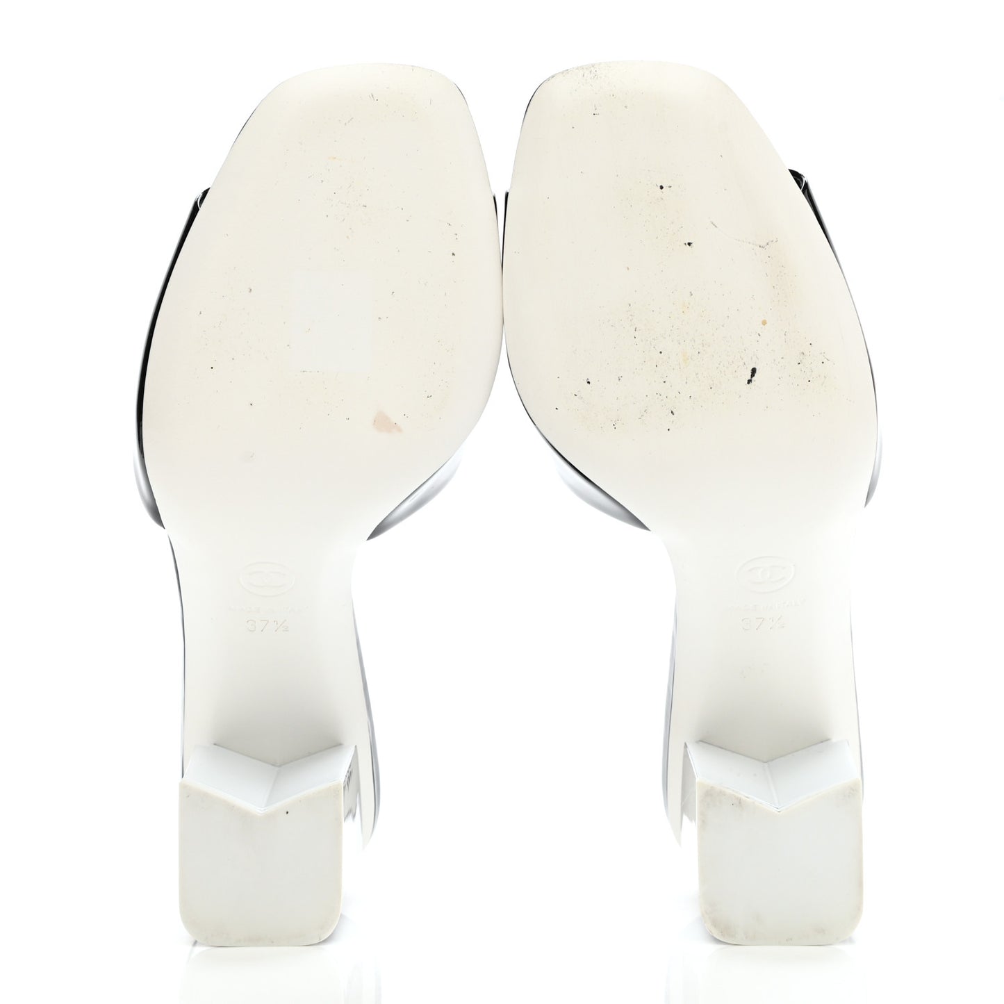Patent Calfskin Mule 37.5 Black White