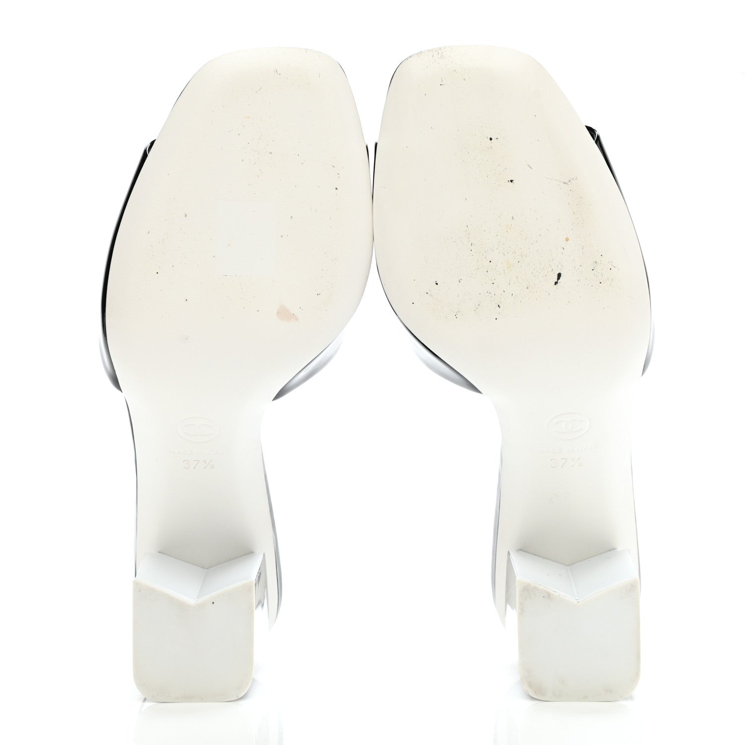 Chanel Patent Calfskin Mule 37.5 Black White 5 of 10