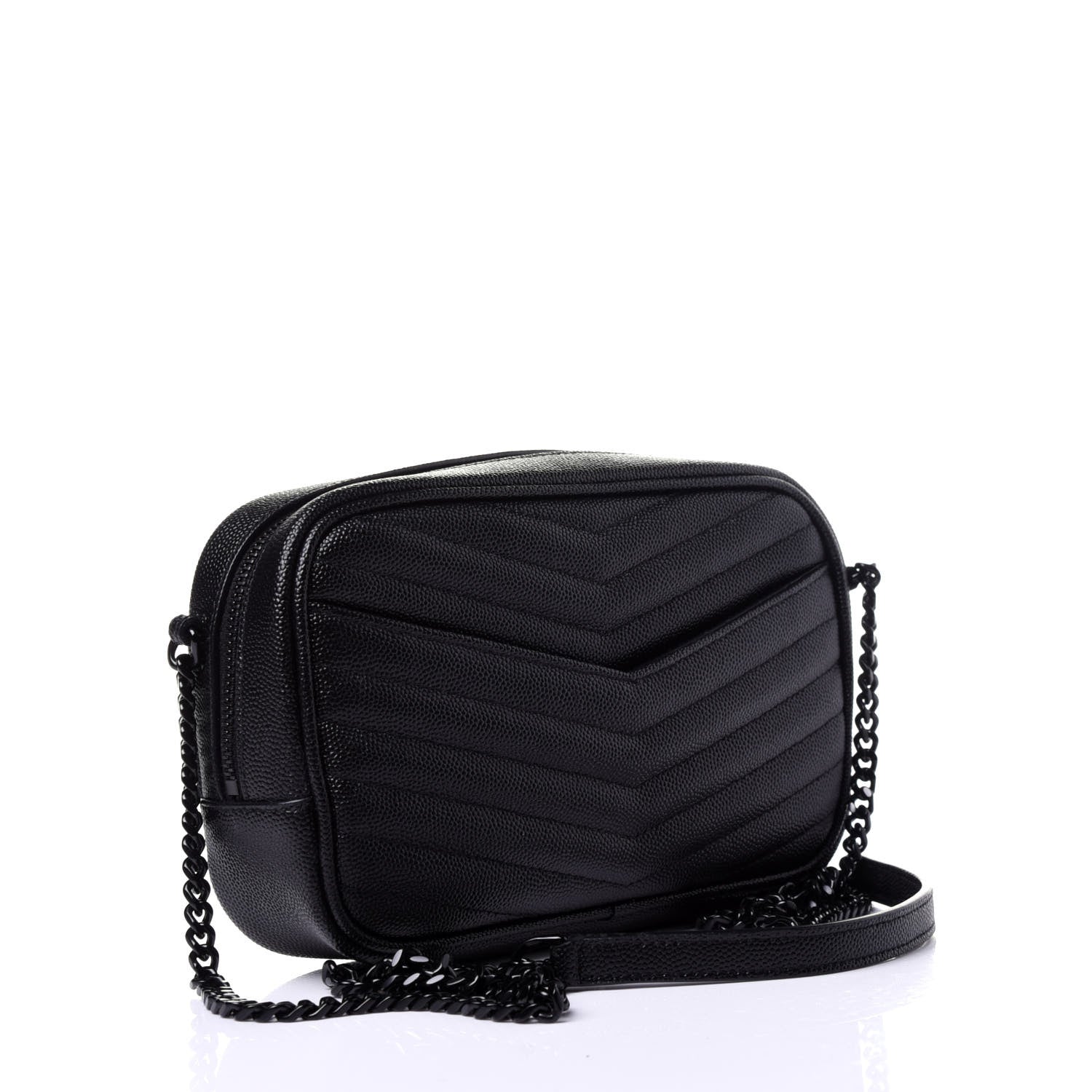 Saint Laurent Grain De Poudre Matelasse Monogram Mini Lou Camera Bag Black 3 of 11