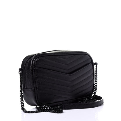 Saint Laurent Grain De Poudre Matelasse Monogram Mini Lou Camera Bag Black 3 of 11