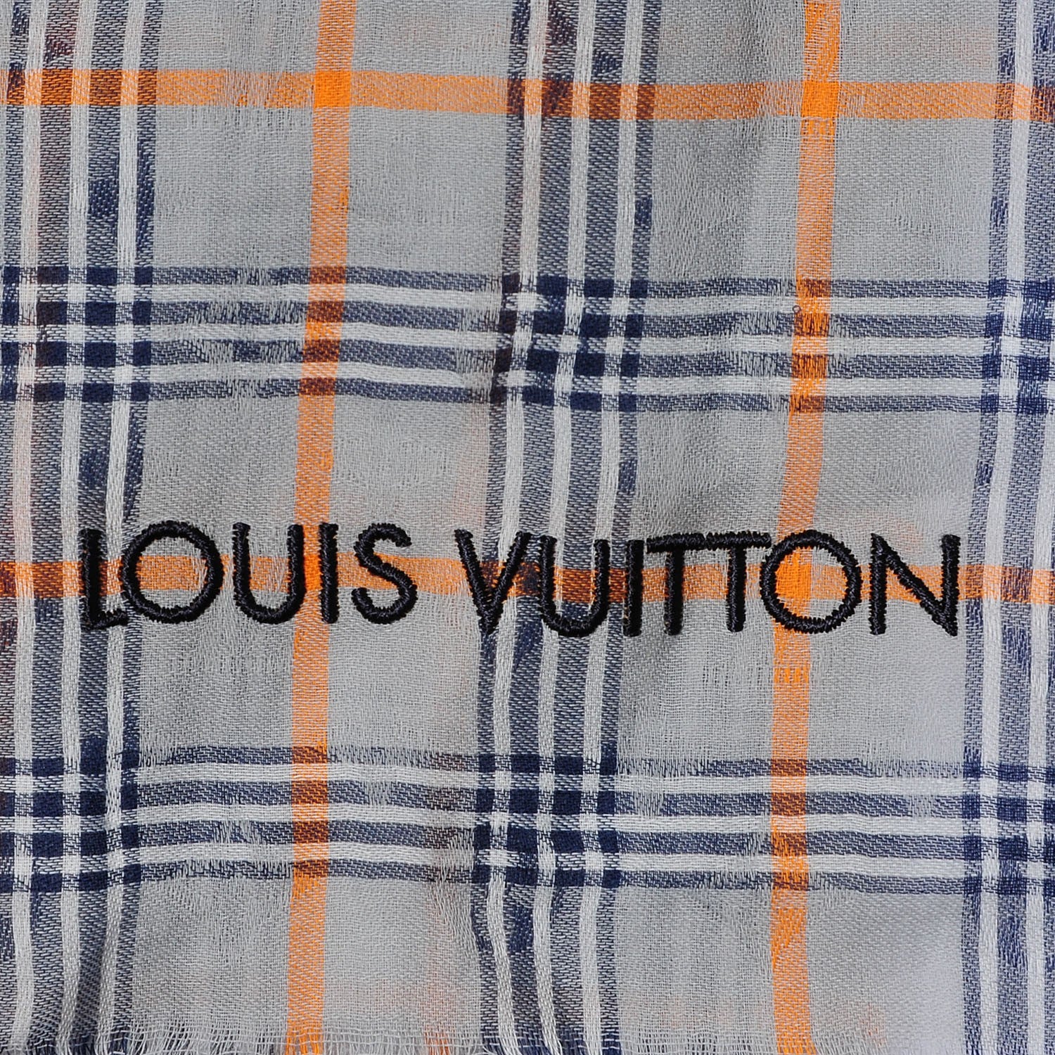 Louis Vuitton Wool Plaid Masai Tartan Rug Shawl Gris 4 of 5