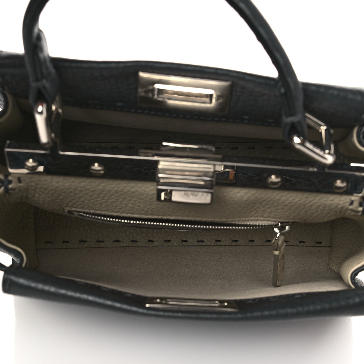 Cuoio Romano Selleria Bi-Color Mini Peekaboo Iconic Satchel Asfalto Latte