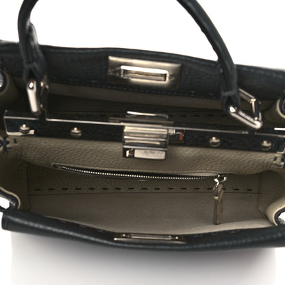 Fendi Cuoio Romano Selleria Bi-Color Mini Peekaboo Iconic Satchel Asfalto Latte 5 of 6