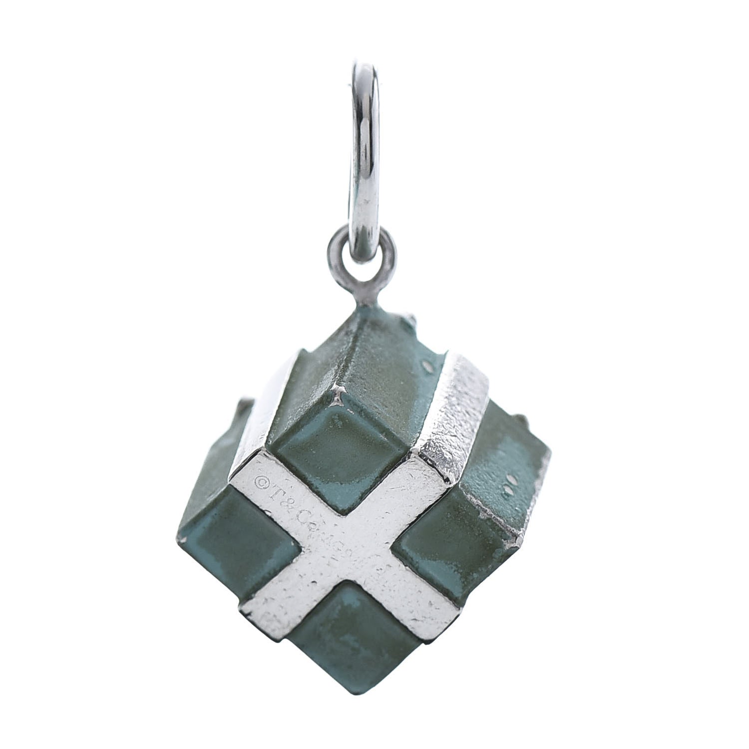 Tiffany Sterling Silver Enamel Gift Box Charm Blue 3 of 5