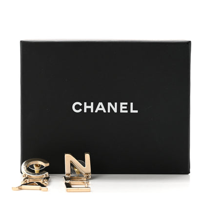 Chanel Metal Cha-Nel Logo Drop Earrings Gold 5 of 5
