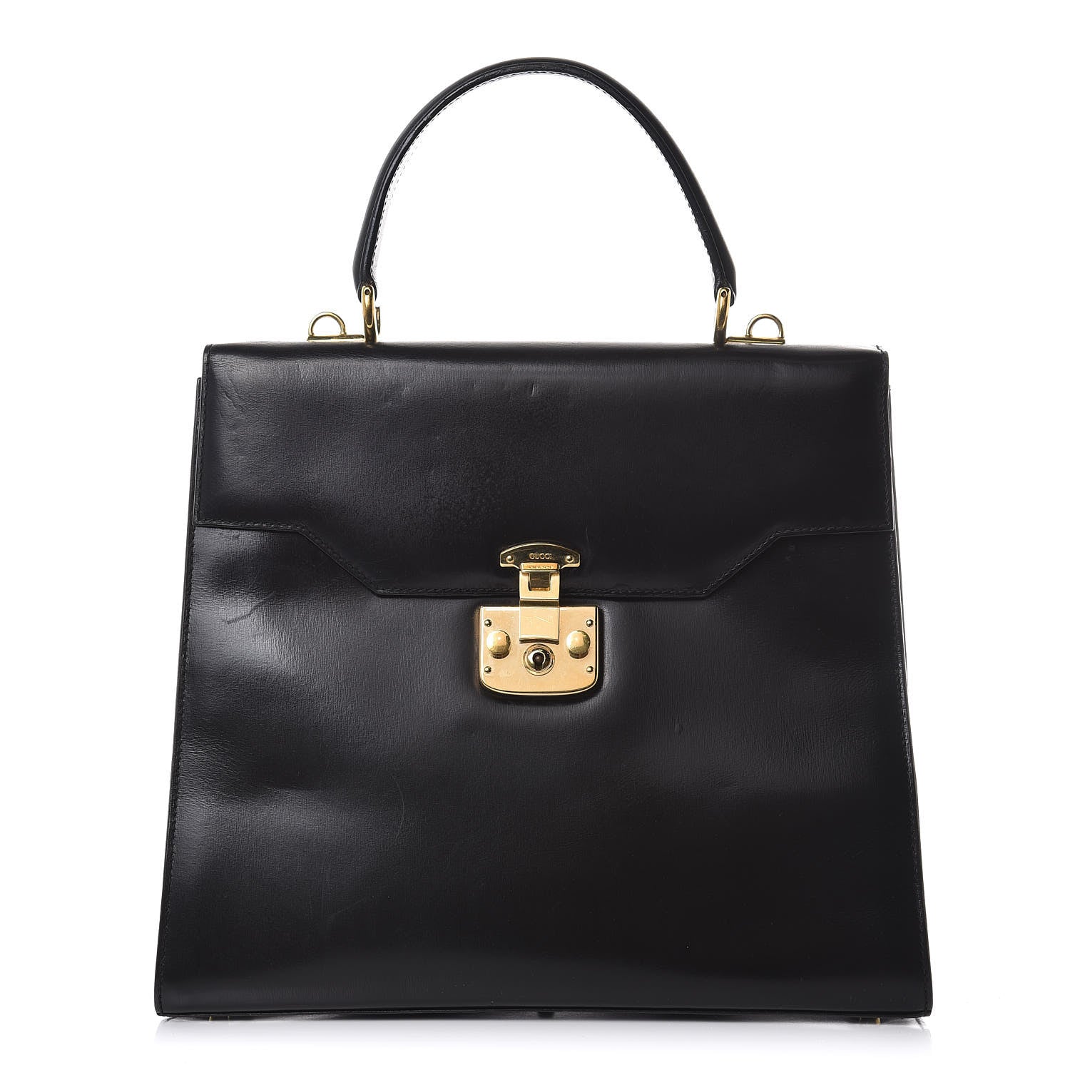 Gucci Regent Calfskin Lady Lock Top Handle Frame Bag Black 1 of 9