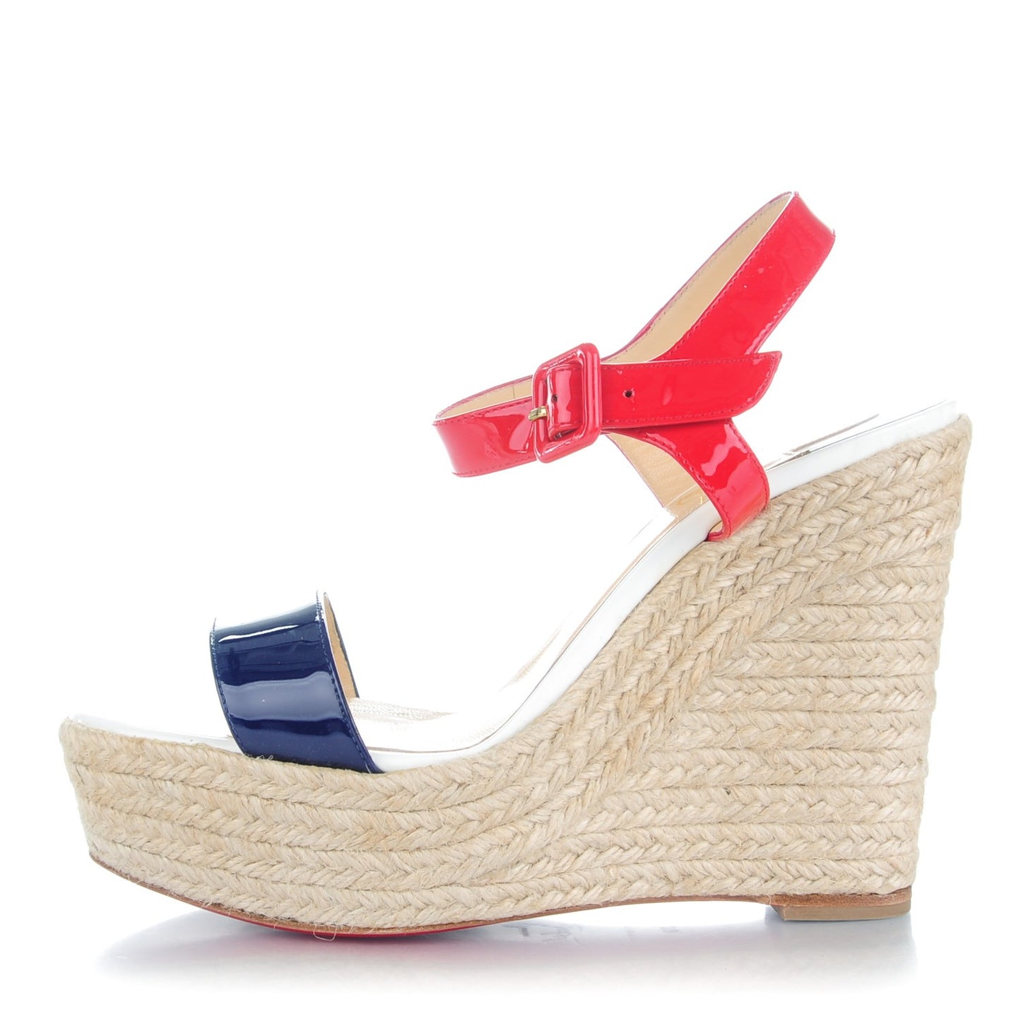 Patent Spachica 140 Wedge Sandals 38 Red White Navy