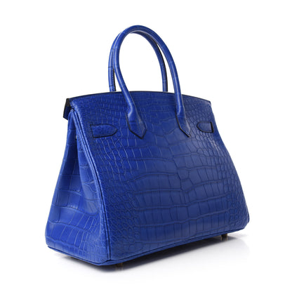 Hermes Matte Alligator Birkin 30 Bleu Electrique 3 of 34