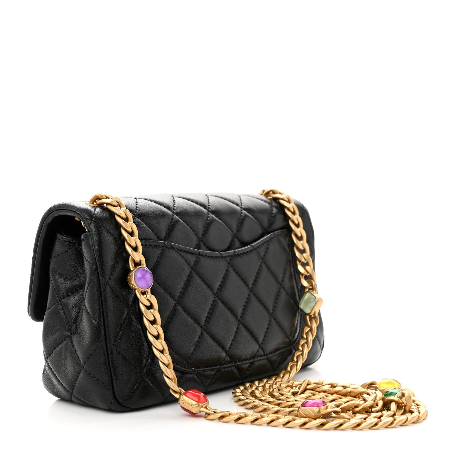 Chanel Lambskin Resin Quilted Mini Rectangular Pearl Samba Flap Black 3 of 11
