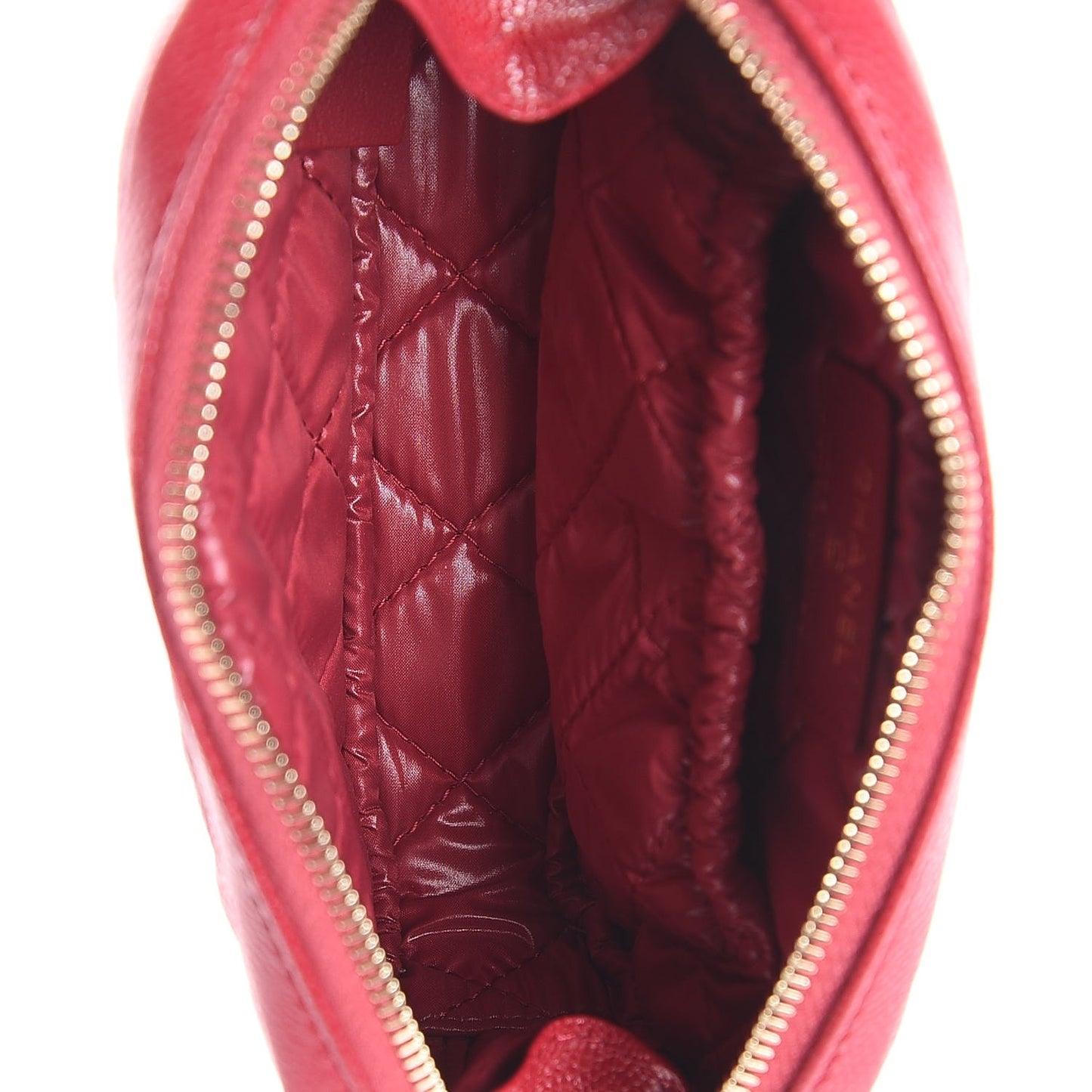 Caviar Quilted Small Curvy Pouch Cosmetic Case Dark Pink