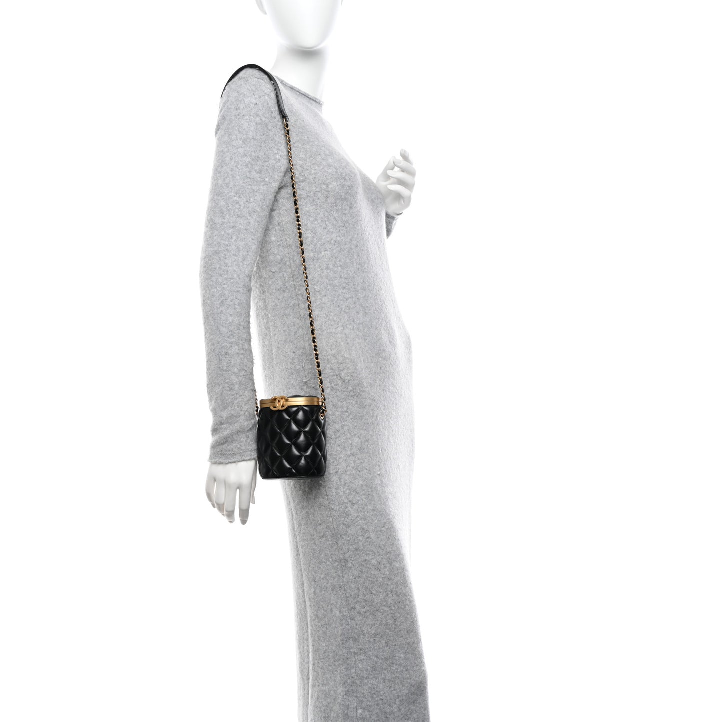 Lambskin Quilted Mini Crown Box Bag Black