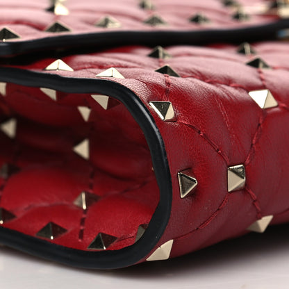 Valentino Garavani Nappa Rockstud Spike Wallet on Chain Rubino 8 of 9