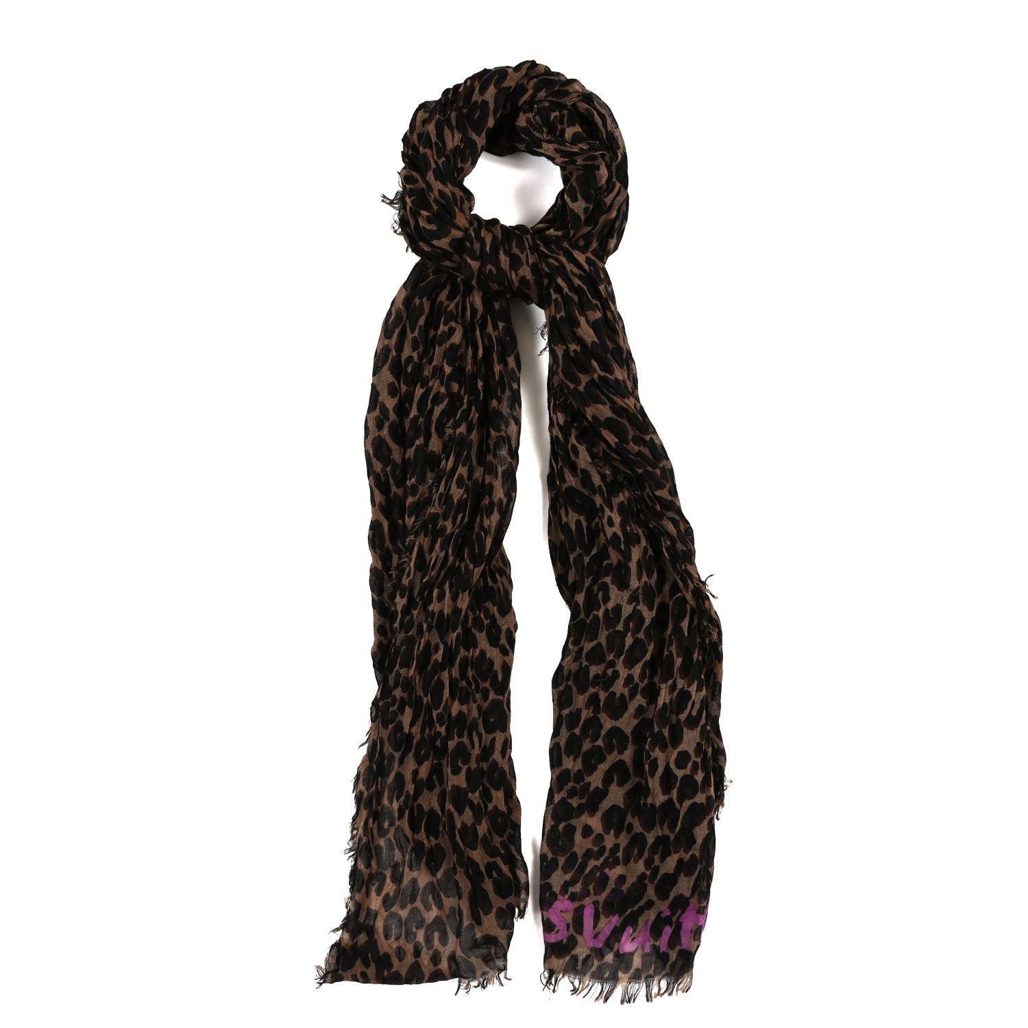 Louis Vuitton Cashmere Silk Leopard Etole Stole Marron 1 of 3