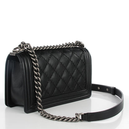 Chanel Calfskin Double Stitch Medium Boy Flap Black 3 of 8