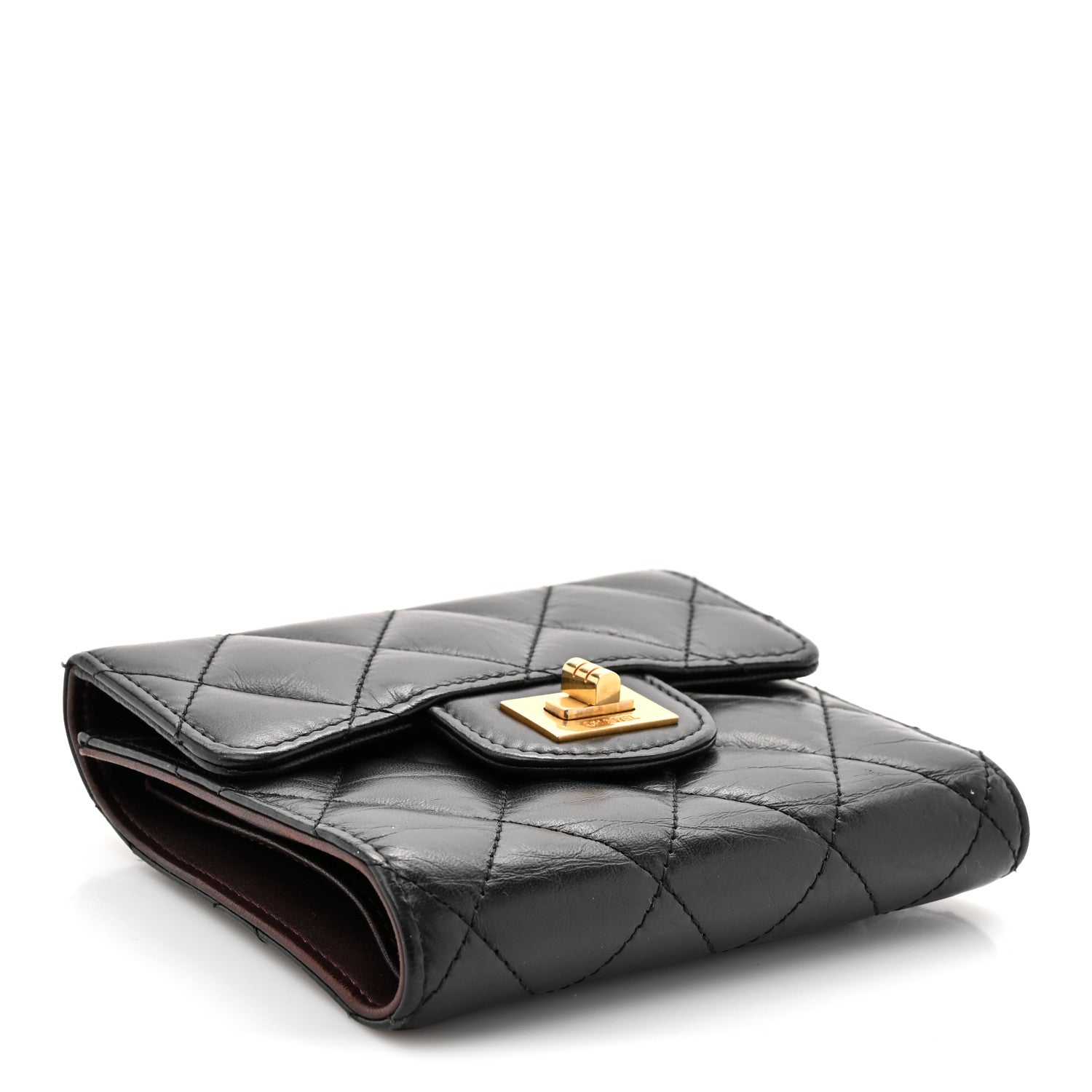 Chanel Aged Calfskin Quilted Reissue Compact Wallet Black 4 of 12