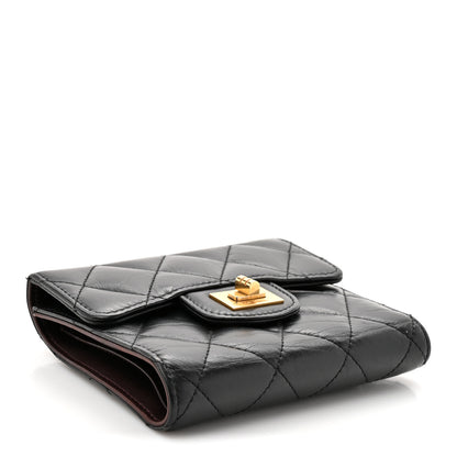 Chanel Aged Calfskin Quilted Reissue Compact Wallet Black 4 of 12