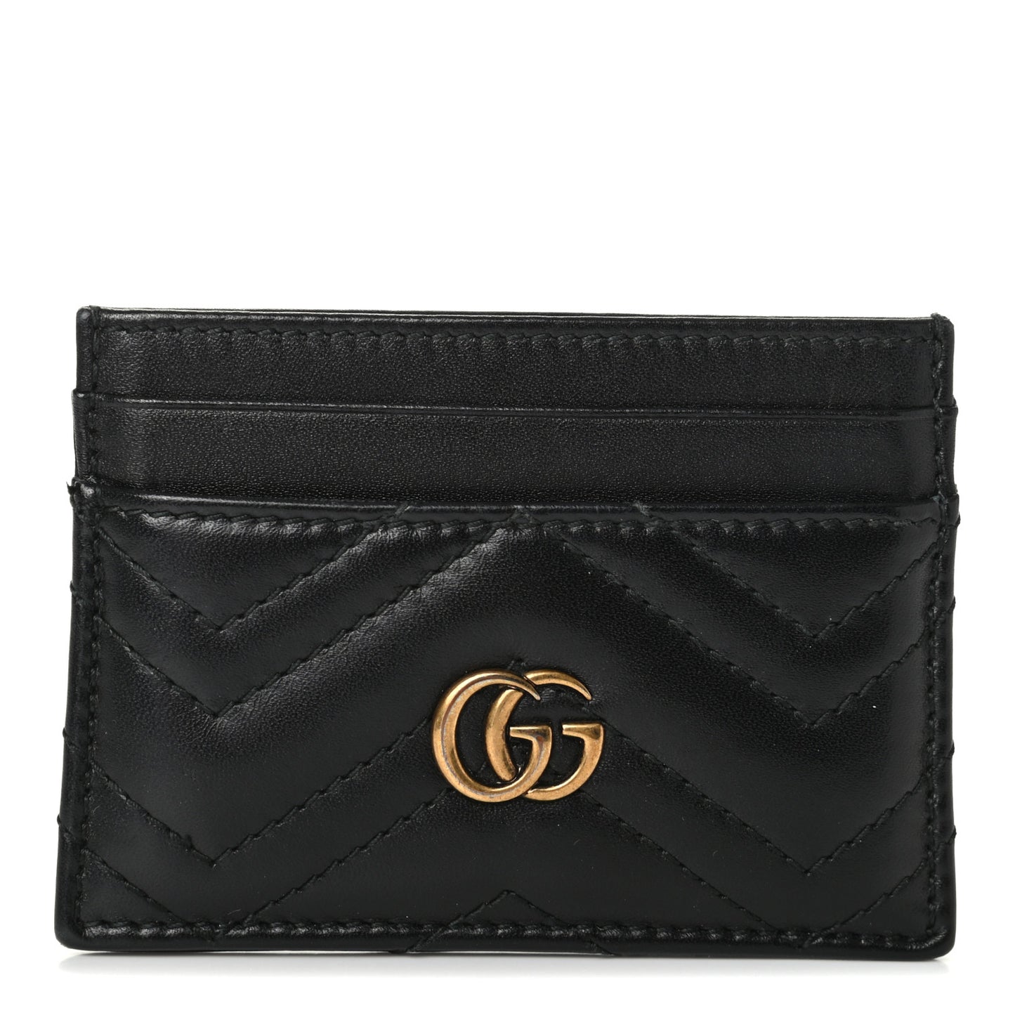 Calfskin Matelasse GG Marmont Card Holder Black