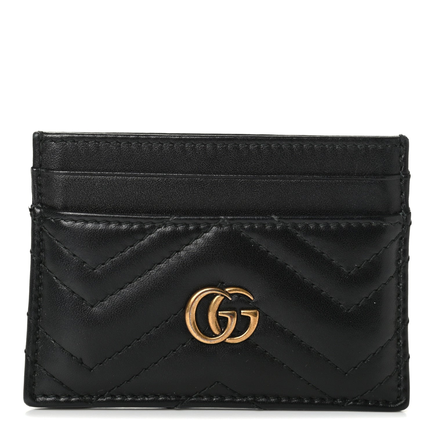Gucci Calfskin Matelasse GG Marmont Card Holder Black 1 of 6