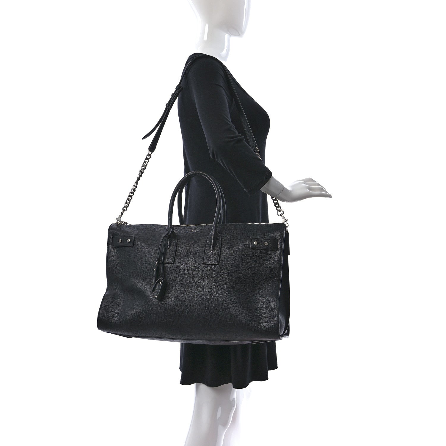 Saint Laurent Grained Calfskin 48H Sac De Jour Duffle Black 2 of 7