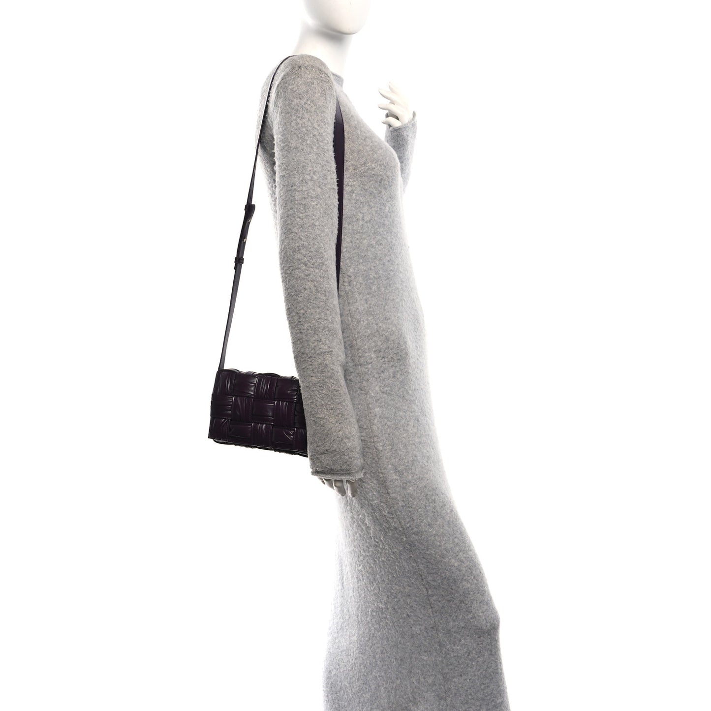 Calfskin Intreccio Plisse Cassette Crossbody Bag Dark Mystic