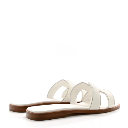 Hermes Box Calfskin Oran Sandals 35 White 4 of 9